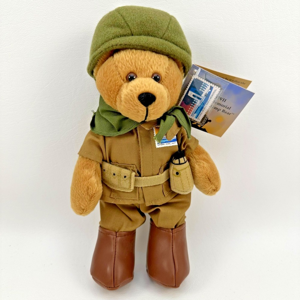 USPS Stamp Bear World War II WWII Memorial  2004 Plush Soldier Teddy Bear 10 in